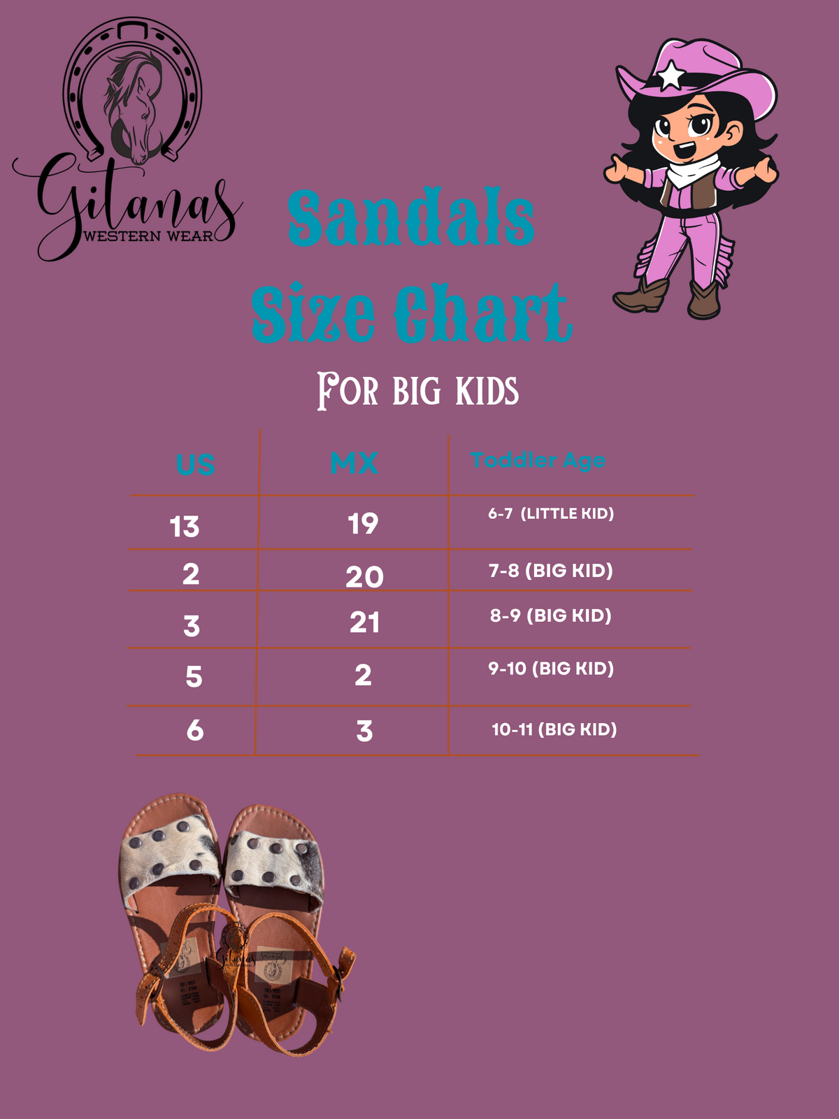 Kids Cowhide Leather Sandals