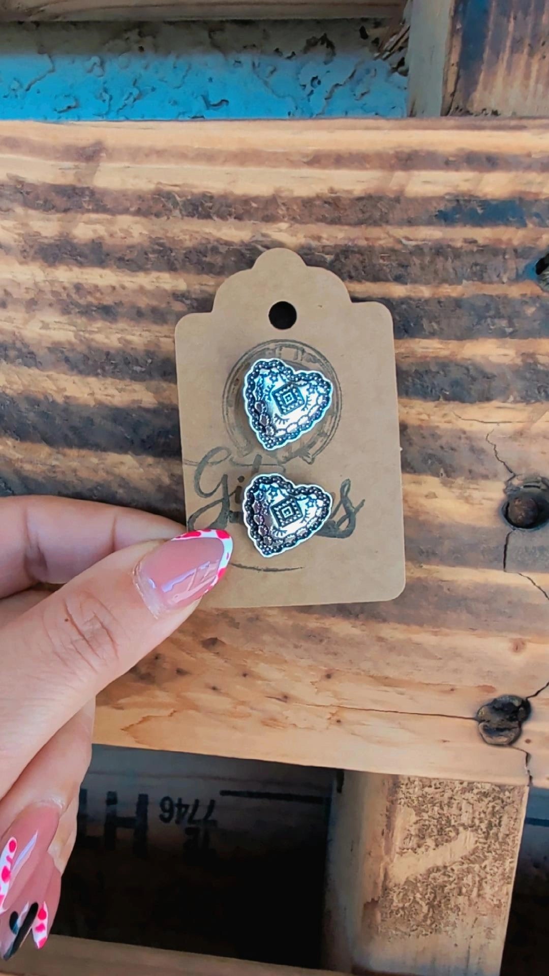 Turquoise Concho Heart Earrings