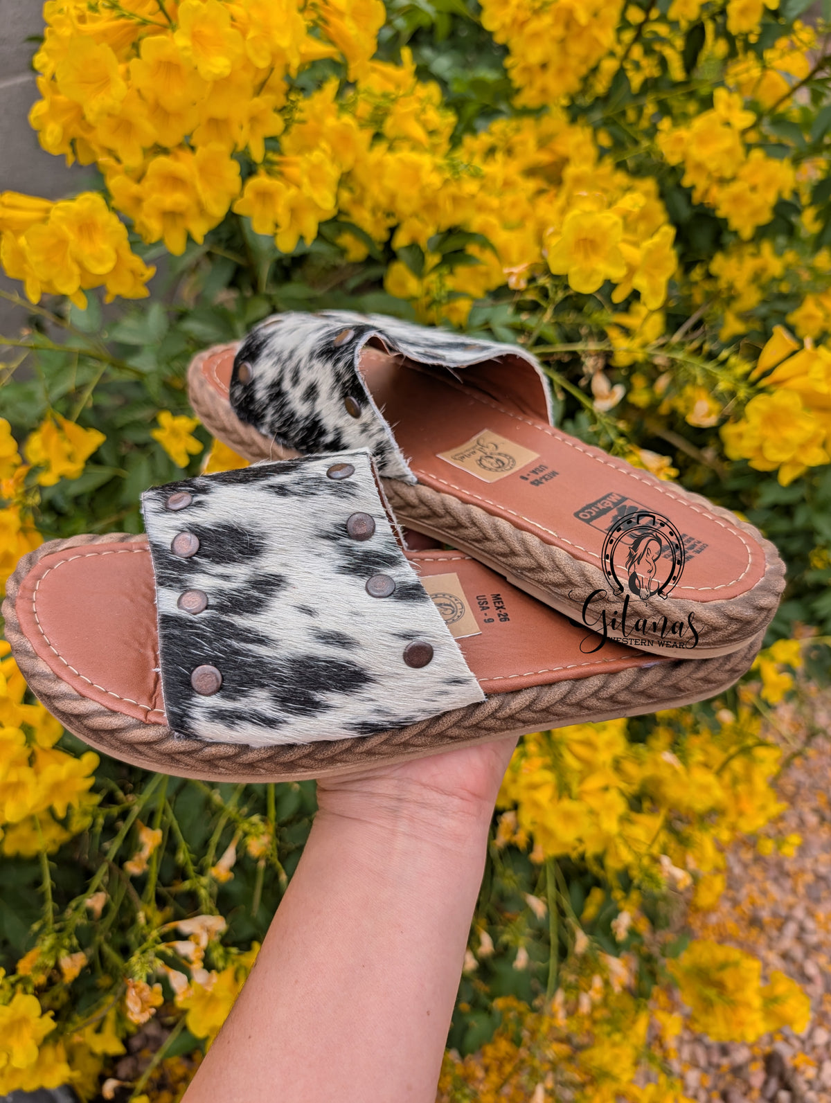 Western Cowhide Comfort Sandals