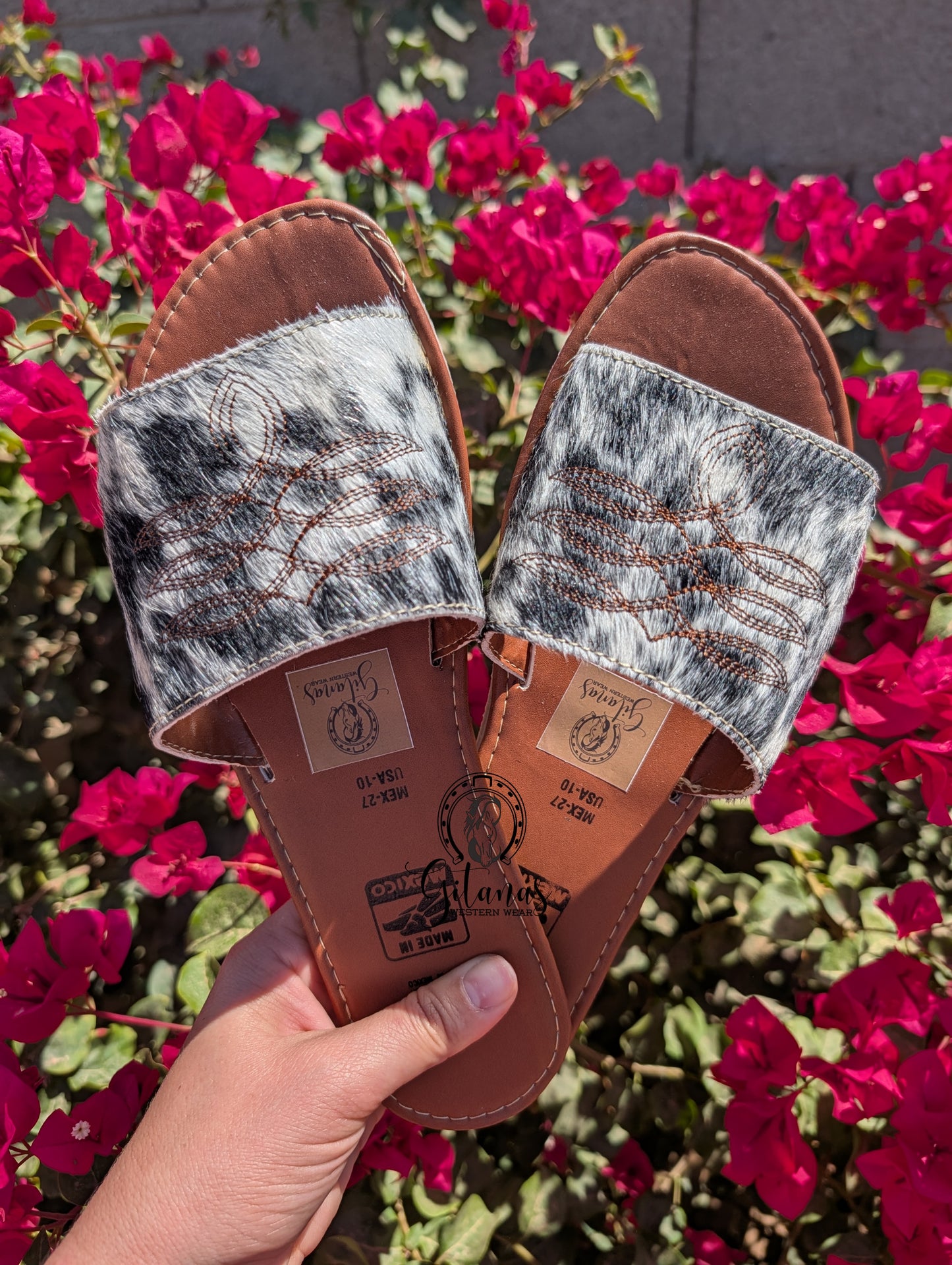 Western Stitch Cowhide Sandals