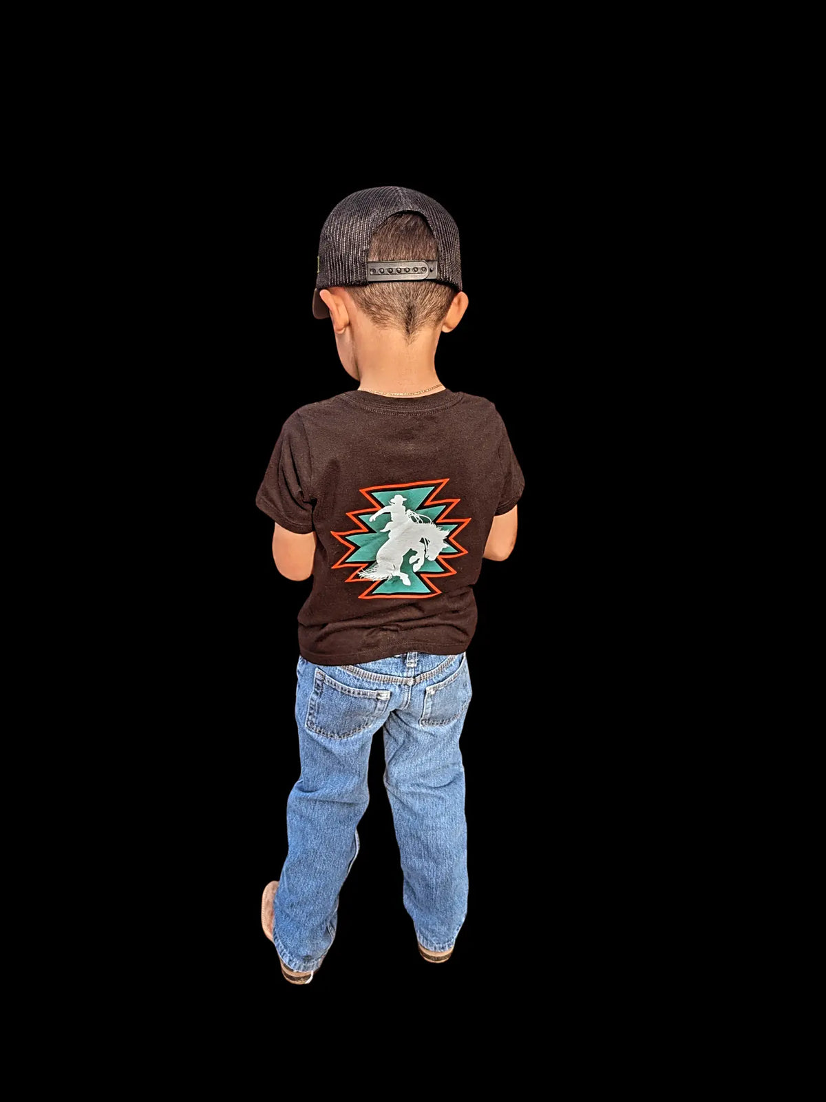 Boys Black Aztec Western Tee
