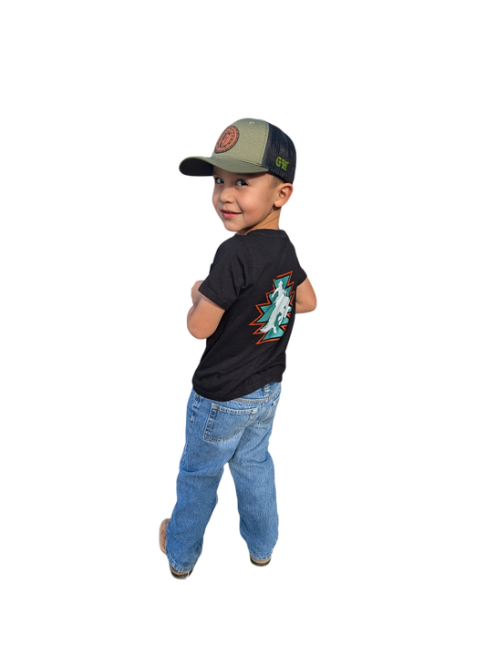 Kids Olive Leather Patch Snapback