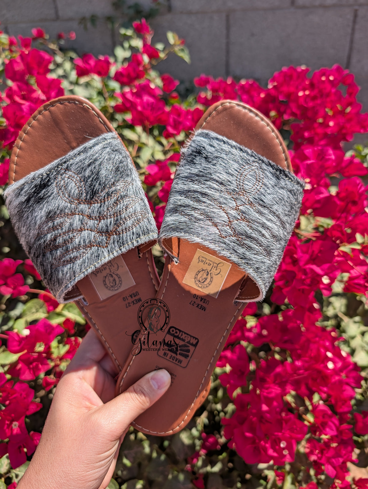Western Stitch Cowhide Sandals