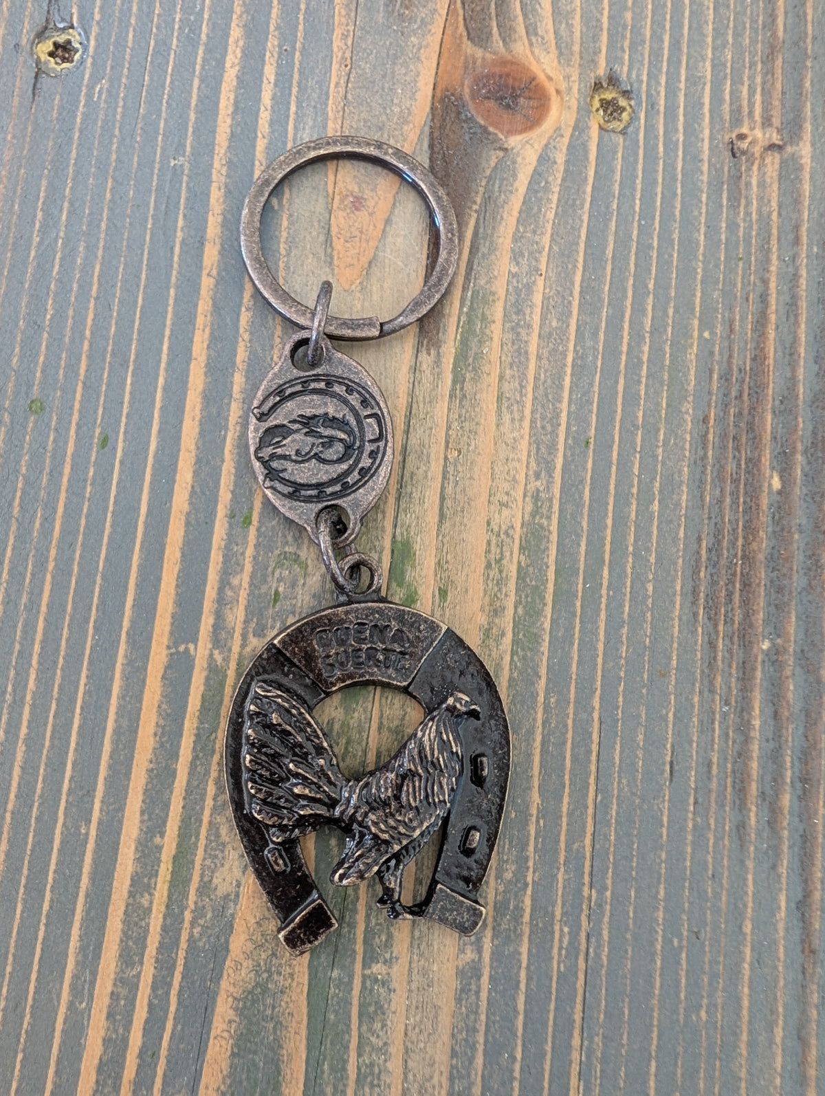 Rooster Horseshoe Keychain