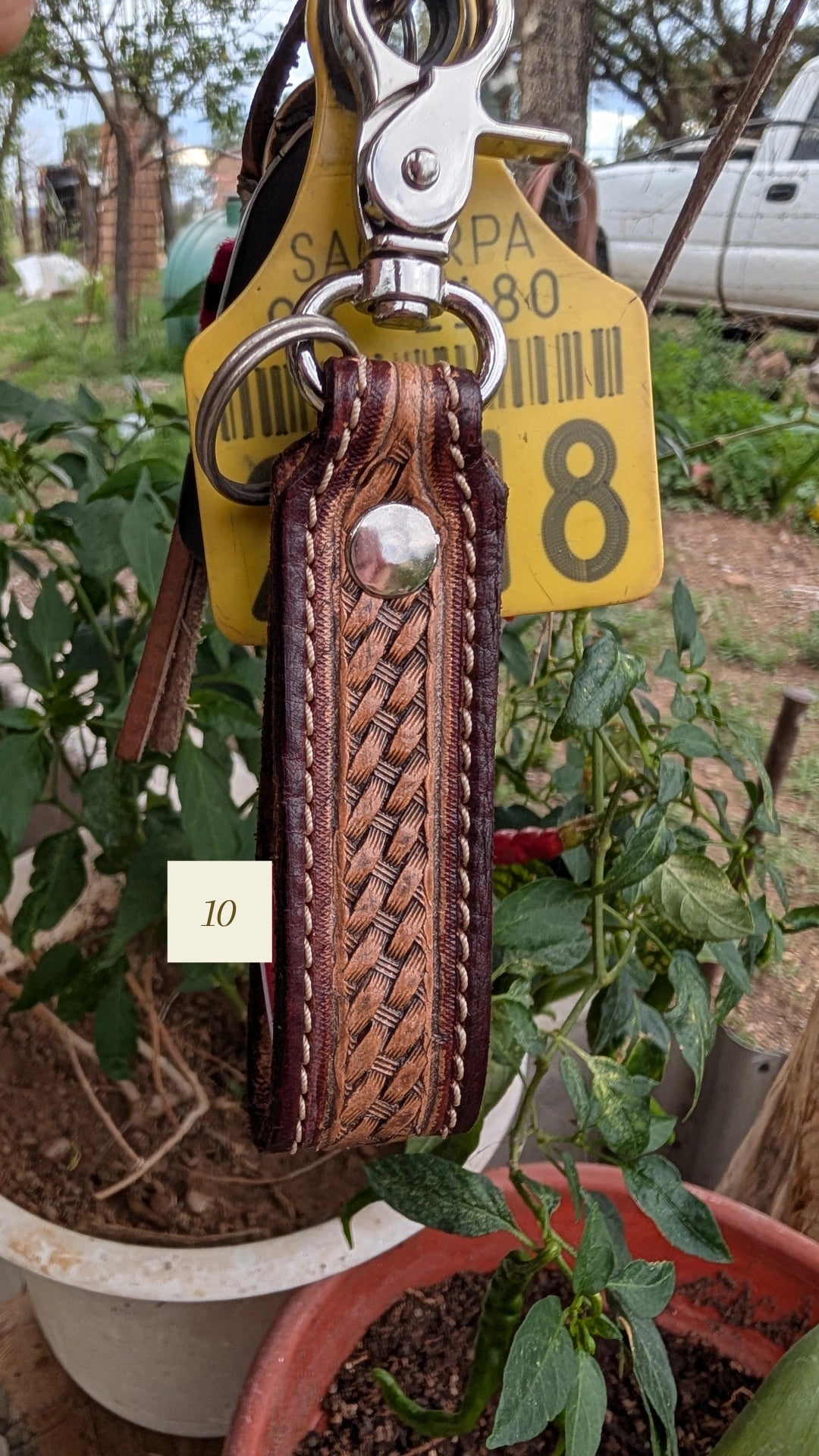 Tooled Leather Keychain