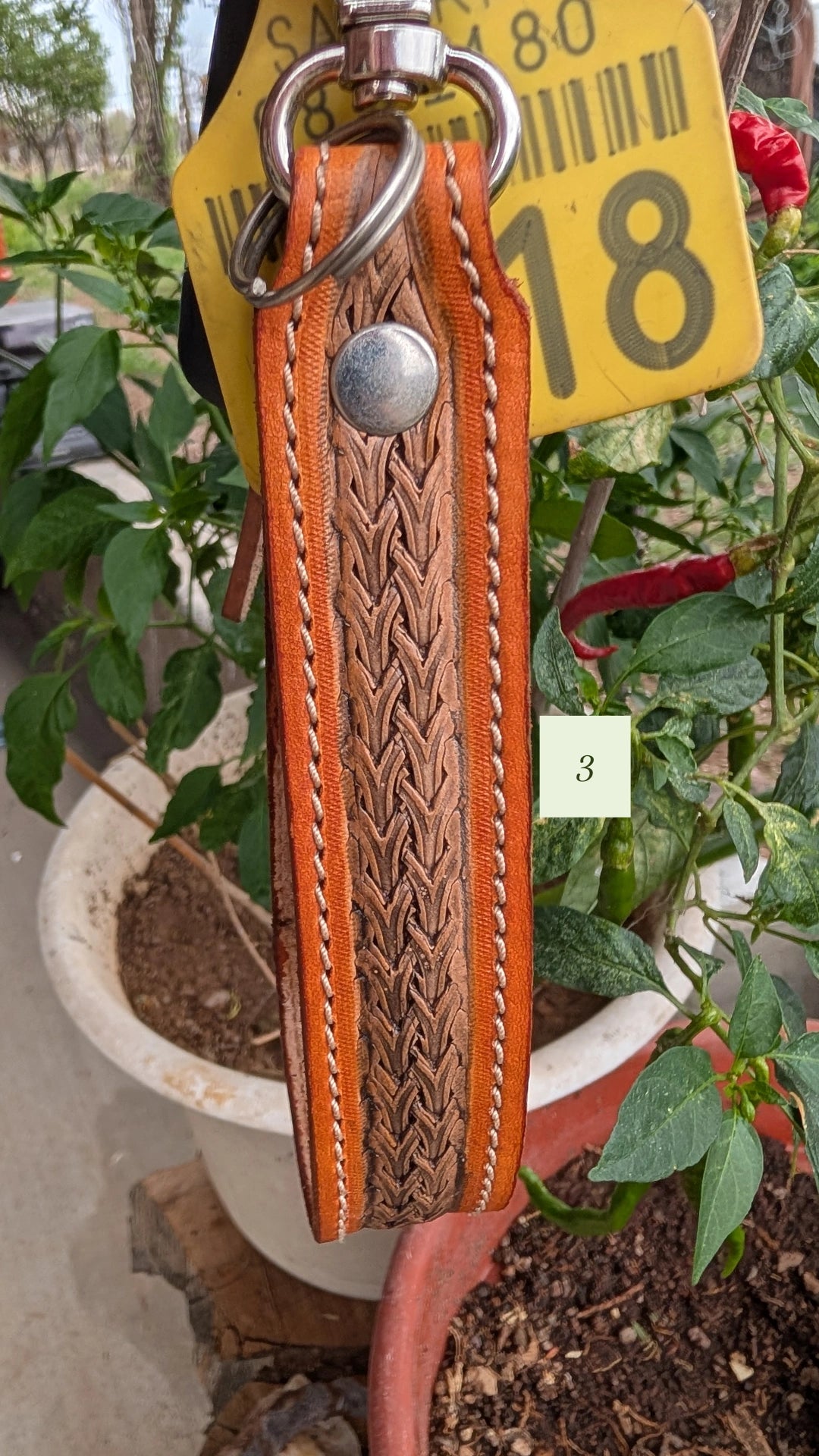 Tooled Leather Keychain