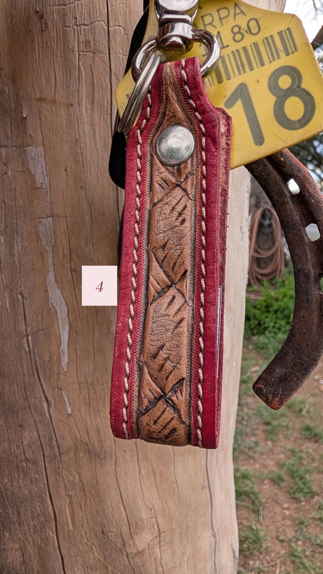 Tooled Leather Keychain