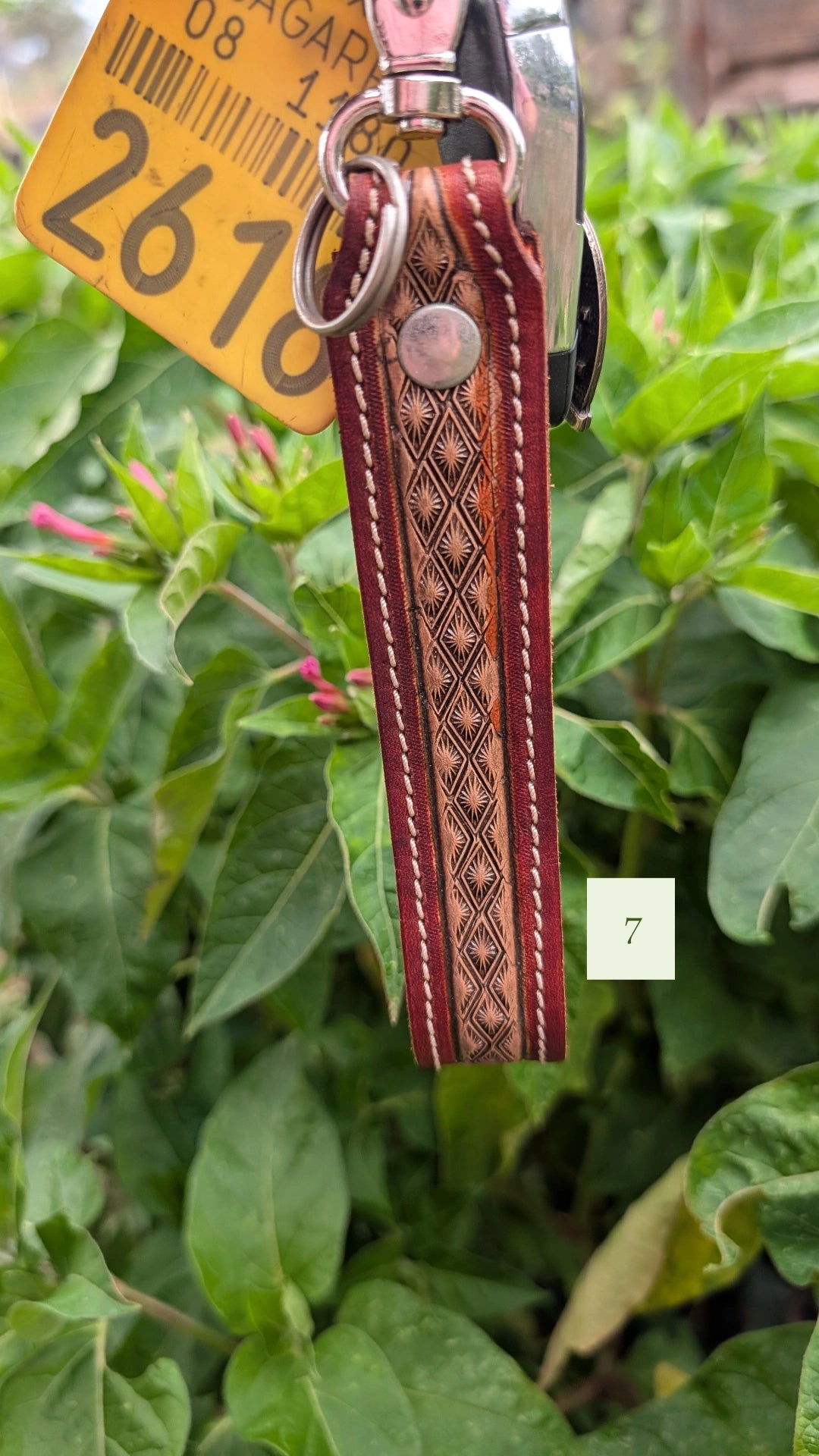 Tooled Leather Keychain