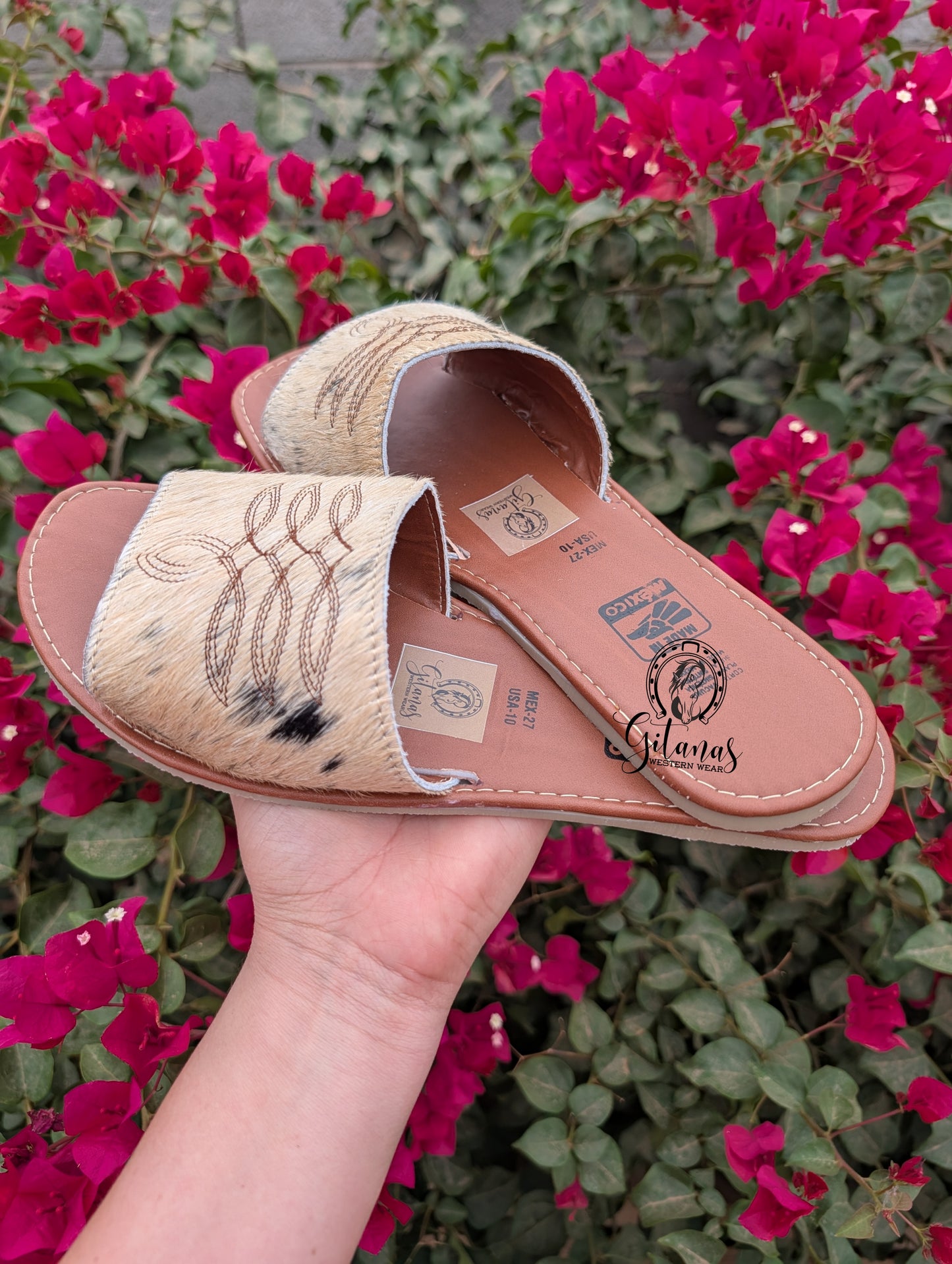 Western Stitch Cowhide Sandals