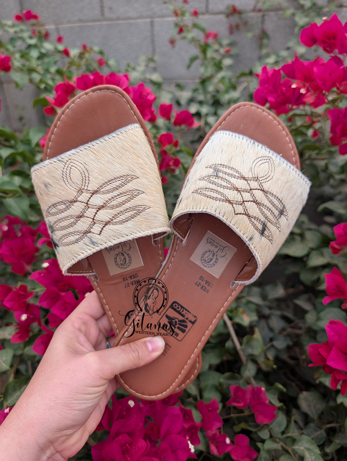 Western Stitch Cowhide Sandals