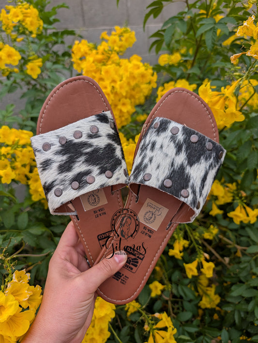 Cowhide Leather Flat Sandal