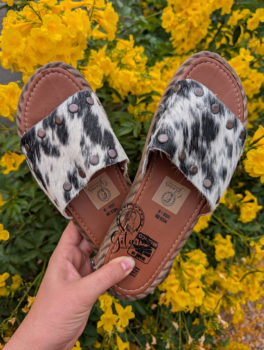Western Cowhide Comfort Sandals