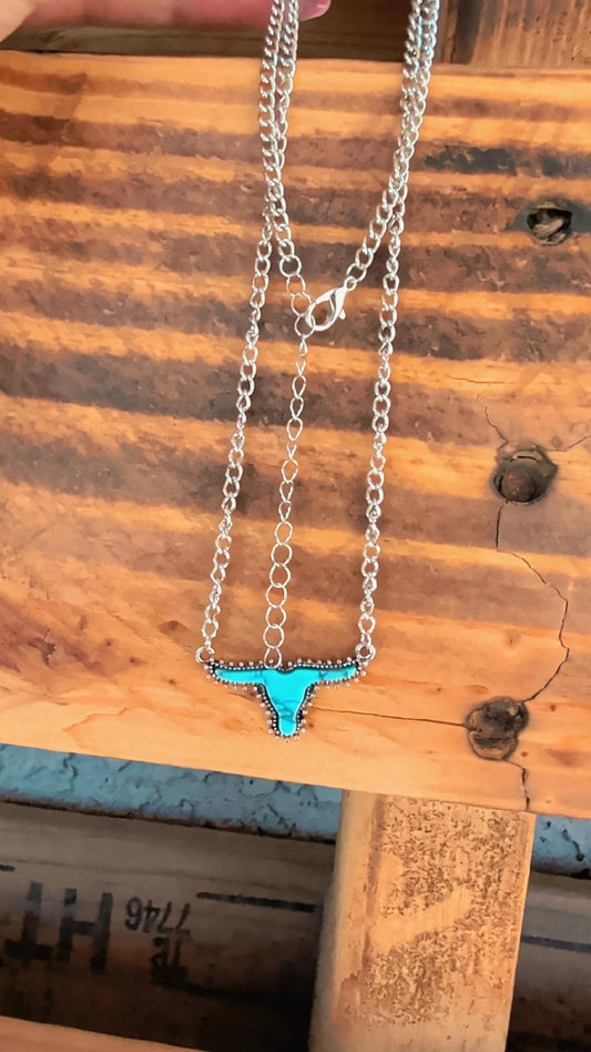 Turquoise Longhorn Necklace